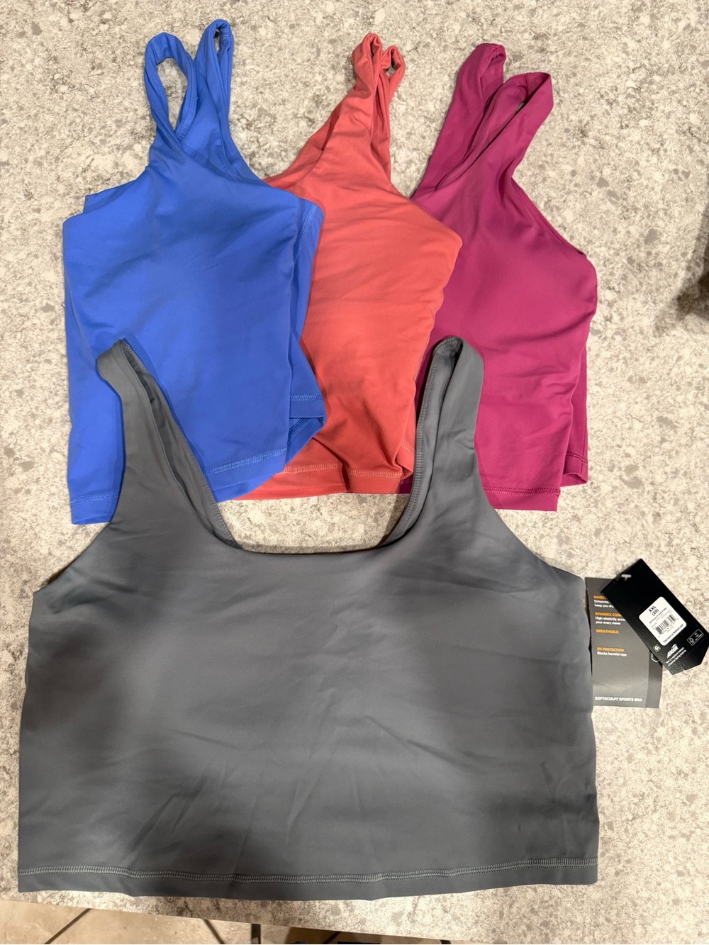 Avia Women's Scoop Tank Pack in Blue, Coral, Pink & Gray